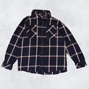 Pacific Trail Dark Blue Plaid Blanket Flannel Shirt Long Sleeve Size L